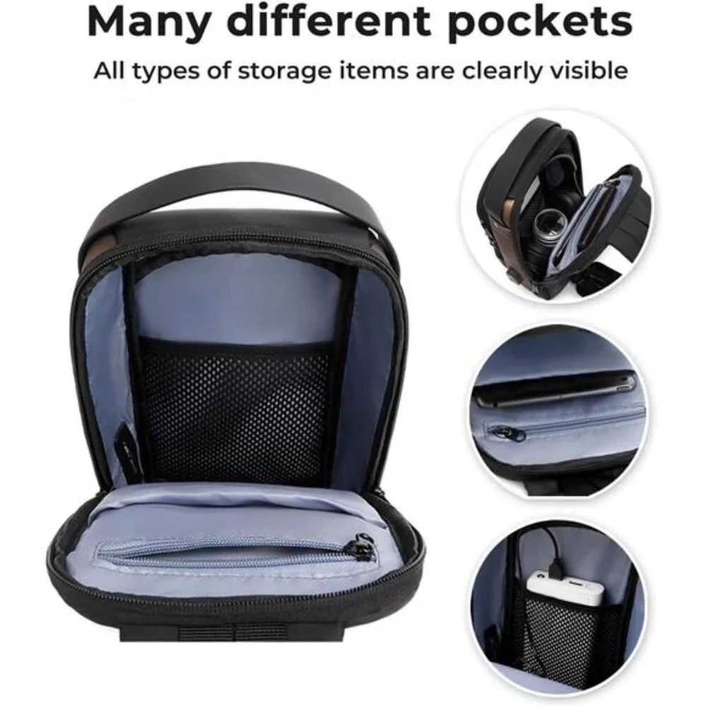 Sling Bag for Men Anti-theft Crossbody Bag PU Leather Crossbody Shoulder Bag‎